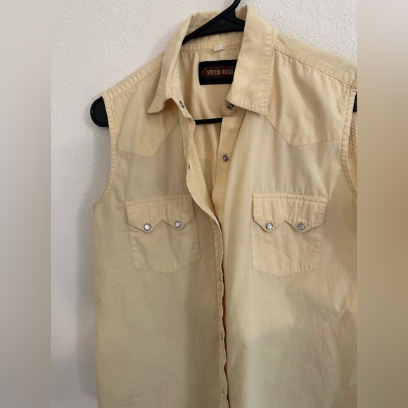 Pale Yellow Vintage Western Button Up Tank - Picture 4 of 7